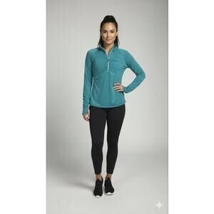 Athleta Alacrity Half Zip Jacket Pullover Green Teal Sz XL‎ Running Workout Gym